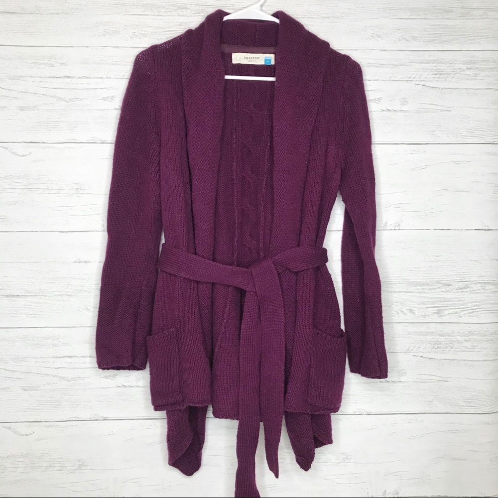 Anthropologie Sparrow Purple Wool Blend Cardigan